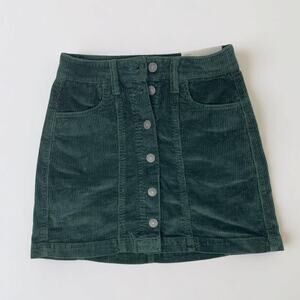 american eagle green corduroy mini skirt a-line womens 00 nwt
